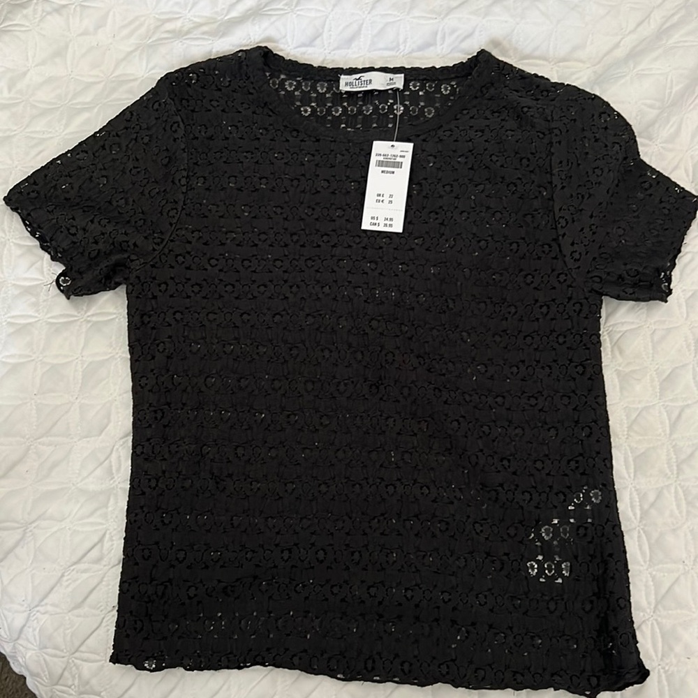 Hollister black see through blouse